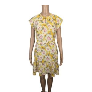 Lauren Conrad Sunflower Print Ruffle Hem Shift Dress S